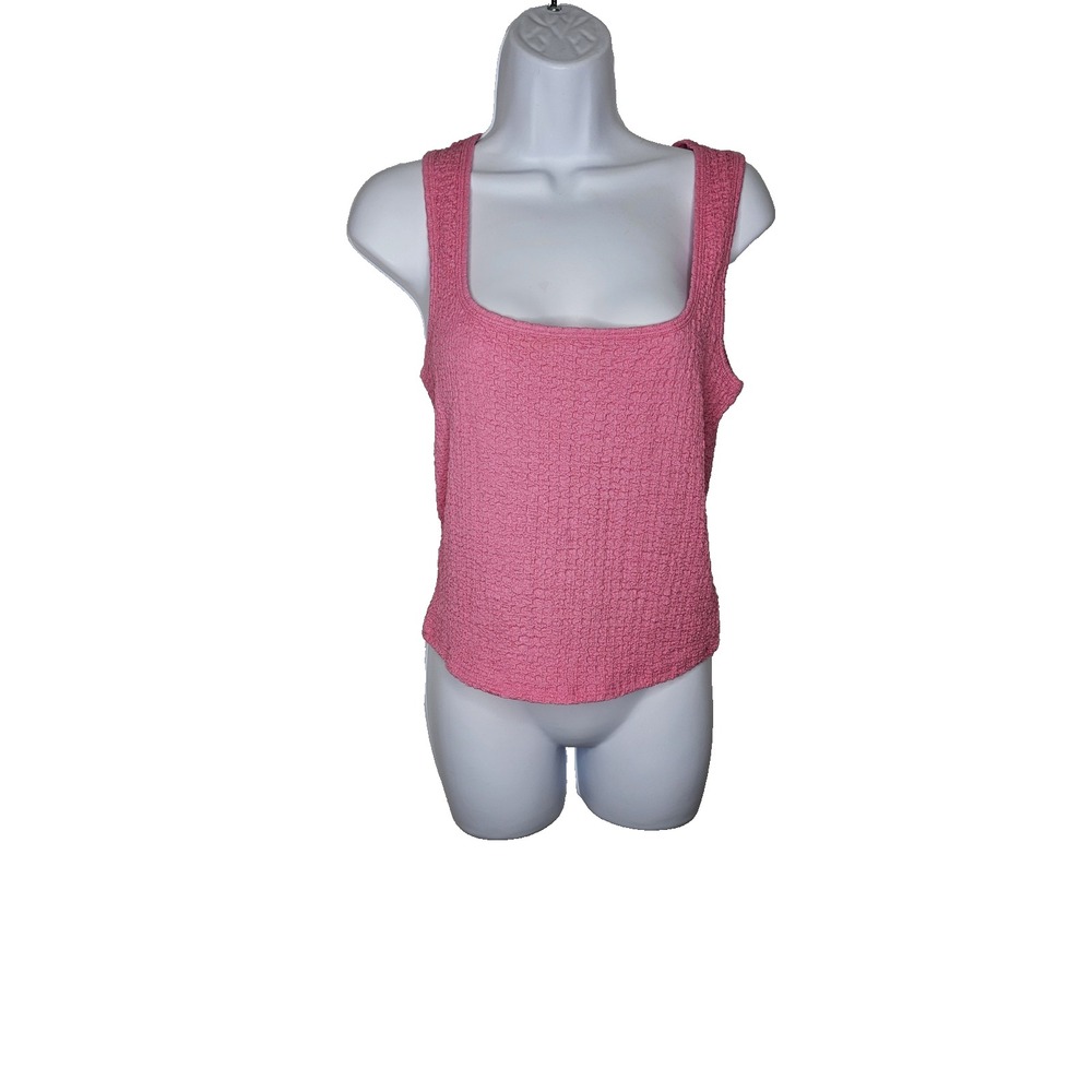 Old Navy Women's M‎ Pink Textured Sleeveless Scoop Tank Top Stretch Pucker Knit